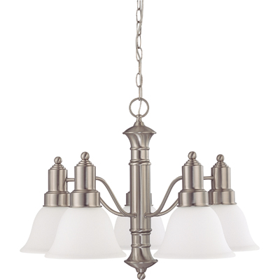 Nuvo Lighting 60/3242  Gotham - 5 Light 25" Chandelier with Frosted White Glass in Brushed Nickel Finish